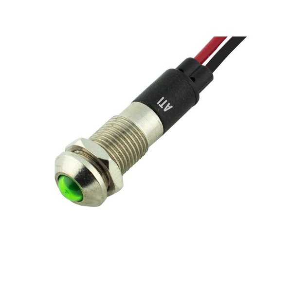 Alpinetech PL8B 8mm 5/16" Green 120V AC/DC LED Metal Signal Indicator Pilot Dash Light (Green)