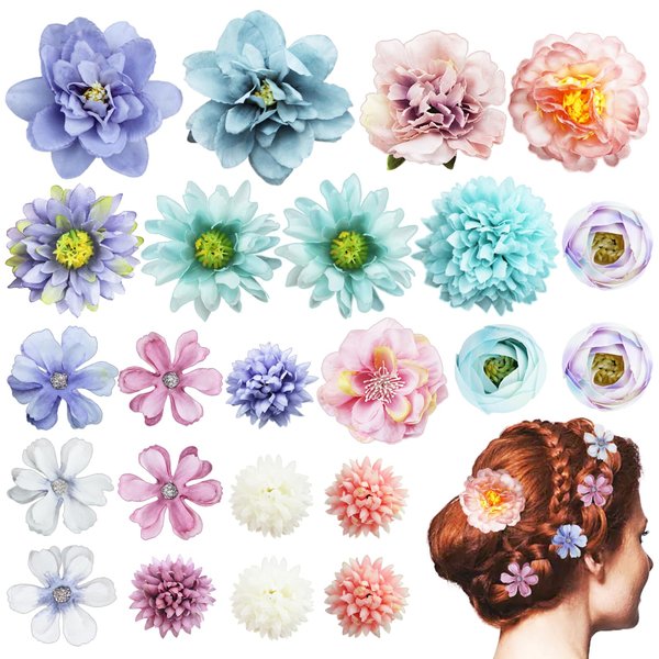 23 PCS Flower Hair Clip for Women Pink Purple Floral Hair Barrettes for Girls Rose Bride Barre Hair Accessories for Wedding