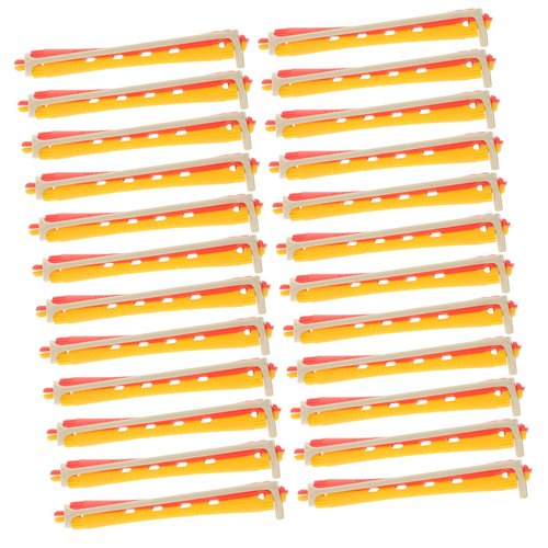 FOYTOKI Hair Rollers with Rubber Bands, 24pcs Hollow Roll Natural Hair Curler Curly Hair Tools Hair Perm Kit Hair Rollers, Plastic Man, As Shown, Cylindrical, One Count