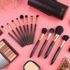 OMANIAC® Makeup Brushes Set Professional (12Pcs), Comfortable To Hold And Easy To Use. Eyeshadow, Blush, Powder, Foundation, Blending, Full Face Make up Brushes Set With Makeup Brushes Holder. (Rose Gold and Black)