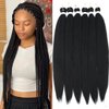 Pre Stretched Braiding Hair 36inch 6 Packs Synthetic Braiding Hair 1B Black Braiding Hair Pre Stretched Soft Yaki Braiding Hair For Braids Long Braiding Hair Extensions(1B,6Packs,36inch)