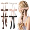 6PCS Hair Clips, Hair Ribbons, Women Hair Clip for Girl, Cute Clips Bows, Hair Ribbon Soft Bows for Female Thick Thin Hair, Bow Clips Accessories, Hair Bows Barrette Hairpin with Long Tail, Barrettes