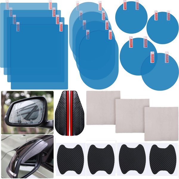 Tallew Car Rearview Mirror Film Rainproof Waterproof Mirror Film and Mirror Rain Visor Eyebrow Anti Fog Glare Side Mirror Rain Guard for Most Car Mirrors and Side Windows (21 Pcs)