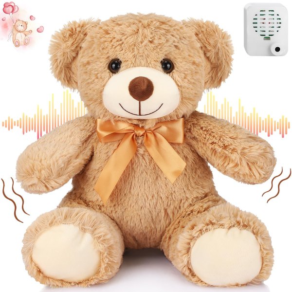 Liliful Bear Stuffed Animal with Voice Recording 12 Inch Remembrance Plush Bear with 30 Seconds Voice Sound Recorder Module Soft Stuffed Bear Animal Toy Gift Messages Playback for Christmas Birthday