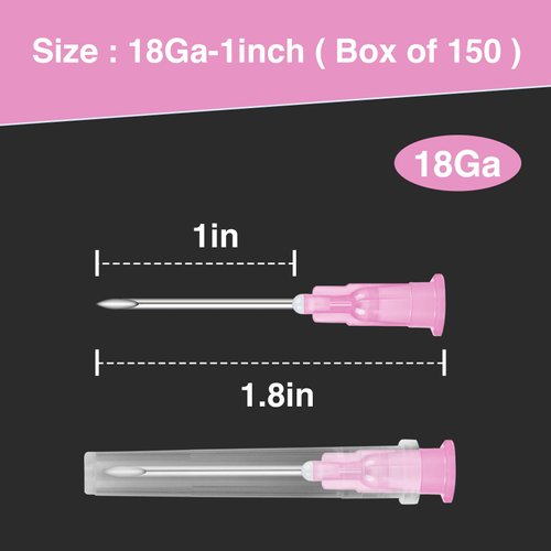 150 Pack 18 Ga 1 Inch Luer Lock,Lab Accessories, Industrial Dispensing Accessories, Individually Packaged