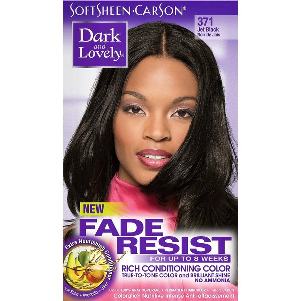 Softsheen Carson Dark And Lovely Permanent Hair Color, Jet Black, #371 Kit ( Pack of 10 )