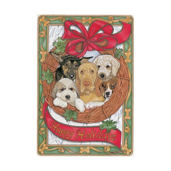 Pipsqueak Productions C499 Doggie Wreath Mix Dog Holiday Christmas Boxed Cards - Pack of 10