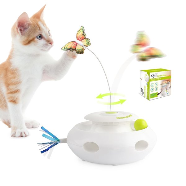 ALL FOR PAWS Motion Activated Cat Toys for Indoor Cats, Rechargeable 3-in-1 Interactive Fluttering Butterfly, Automatic Whack a Mole Kitten Toy, Track Balls Kitten Toy for All Breeds