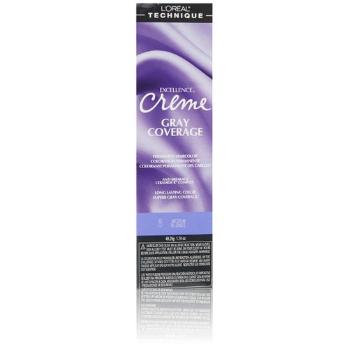L'Oreal Paris Excellence Creme Permanent Hair Color, Medium Blonde No.8, 1.74 Ounce