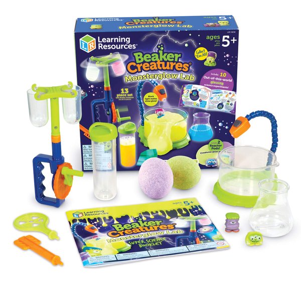 Learning Resources Beaker Creatures Monsterglow Lab - 13 Pieces, Ages 5+ Kids Educational Science Kits, Kindergartner Science Games, Homeschool Science, STEM Toys, Slime Kit
