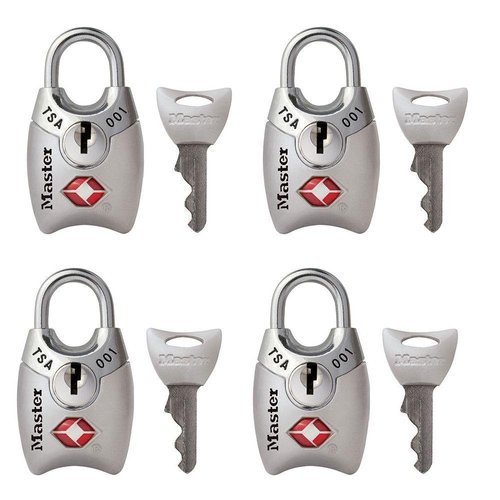 Master Lock 4689Q TSA Approved Luggage Lock, 4 Pack, Colors May Vary