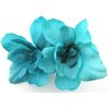 Double Turquoise Apple Blossom Silk Flower Hair Clip with Teeth