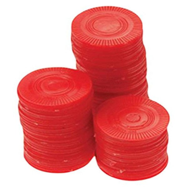 One Bag of 100 Red Plastic Poker Chips