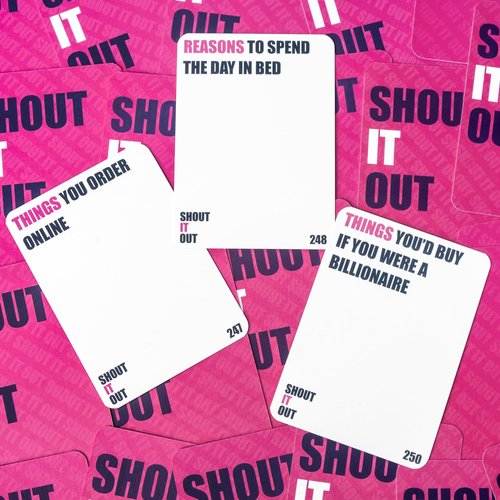 Prezey Shout It Out Category Game - 250 Card Games. Perfect for Board Games, Family Games, Adult Games, Party Games