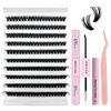 DIY Cluster Extensions Kit 200PCS Individual lash Extension Anforlin D Curl Lashes Cluster with Bond&Seal Remover Lash&Tweezers, Eyelashes Kit for Beginners Self Application at home(80D-0.07D-8-16mm)