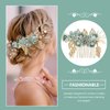 Beaupretty Green Hair Rhinestone Hair Pieces Bridal Wedding Hair Comb Pearl Floral Side Hair Clips For Bride Bridesmaid
