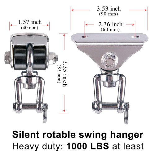 SELEWARE Anti-Squeaking Swing Hanger Stainless Steel Swing Set Hook Ceiling Mount Bracket for Hammock Chair Toddler Swing Yoga Swing Punching Bag