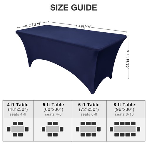 OutdoorLines Fitted Tablecloths Navy Table Clothes for 4 Foot Rectangle Table - Elastic Spandex Massage Bed Table Cover, Stretch Wrinkle Free Table Covers for Party, Wedding, Birthday, Banquet, Vendor