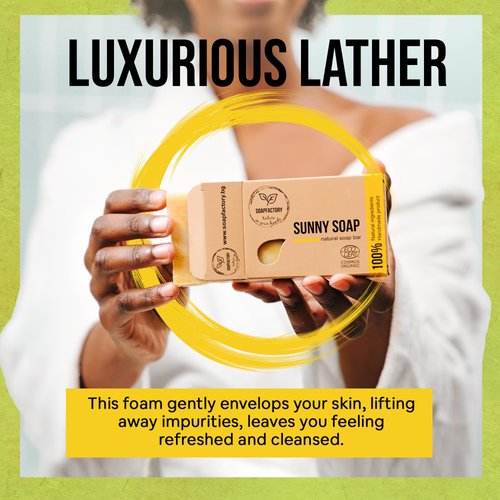 SoapFactory Organic Soap Bar with Turmeric and Lemongrass for Men and Women, 100% Natural Facial Cleanser, Face and Body, Vegan, Handmade, 3.88 ounce