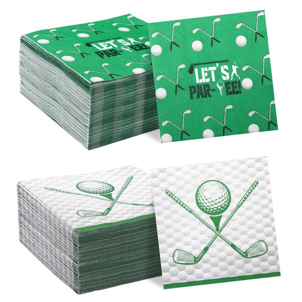 Teenyyou 200 Pcs Golf Napkins Bulk, Golf Themed Party Supplies, Disposable Paper Golf Dinner Napkins, Golf Ball Club Guest Hand Napkins for Golf Theme Birthday Party Favors Decorations
