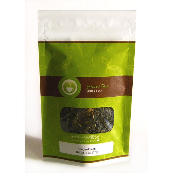 Mahamosa Ginger Peach Green Tea 2 oz, Loose Leaf (Looseleaf) Green Tea Blend