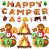 Camping Themed Party Decorations, Happy Camping Banner and 3D Bonfire with Camping Theme Latex Balloon for Teenagers Adventurer Hiking Camping Party Decoration