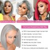 Grey Bob Wig Human Hair Lace Front Wigs 13x4 HD Lace Front Wigs Human Hair Pre Plucked Glueless Lace Bob Wigs 8 Inch 180% Density Short Bob Wig Middle Part Brazilian Virgin Human Hair Wigs for Women