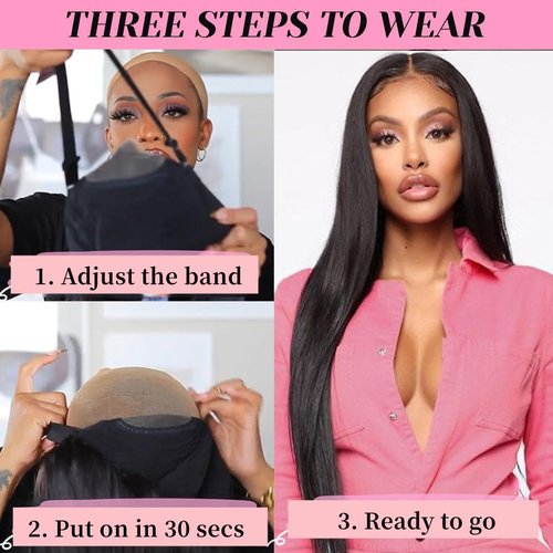 LATTIXXIA 6x5 Wear and Go Glueless Wigs Human Hair Pre Plucked Pre Cut HD 200% Density Lace Straight Lace Front Wigs Human Hair Glueless Lace Front Wigs For Women 28 Inch