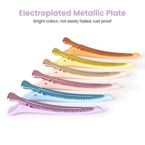 AIMIKE 6pcs Hair Clips for Styling Sectioning, Anti-Slip No-Crease Duck Billed Hair Clips with Silicone Band, Colorful Hair Roller Clips, Salon and Self Hair Cutting Clips for Hairdresser, Women, Men