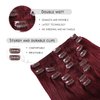 YILITE Clip in Hair Extensions Real Human Hair 8Pcs/Pack 120g Burgundy Straight Thick Invisible Remy Natural Hair Double Weft Clip Extensions for Women (20inches #99J Burgundy）