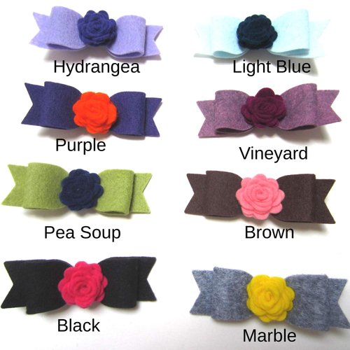 Felt rose and bow hair clip-8 colors