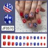 Short Press on Nails 4th of July Fake Nails with American Flag Designs Acrylic False Nails Square Red French Tip Nails Cute Stick on Nails for Women