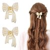 2Pcs Butterfly Pearl Hair Claw Clip Sweet Metal Bowknot Hair Claw Barrettes Small Fancy Non-Slip Bow Claw Clip Hair Accessories for Women Girls Thick Thin Short Curl Wedding Birthday Styling