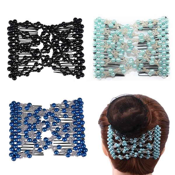 Ruihfas Pack of 3 Awesome Easy Stretching Combs, Hand-beaded Double Combs Hair Clips for Women Girls