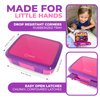kinsho Bento Lunch Box for Kids Toddlers Girls, 5 Portion Sections Secure Lid, Microwave Safe BPA Free Removable Tray, Pre-School Kid Daycare Lunches Snack Container Ages 3 to 5, Pink Purple