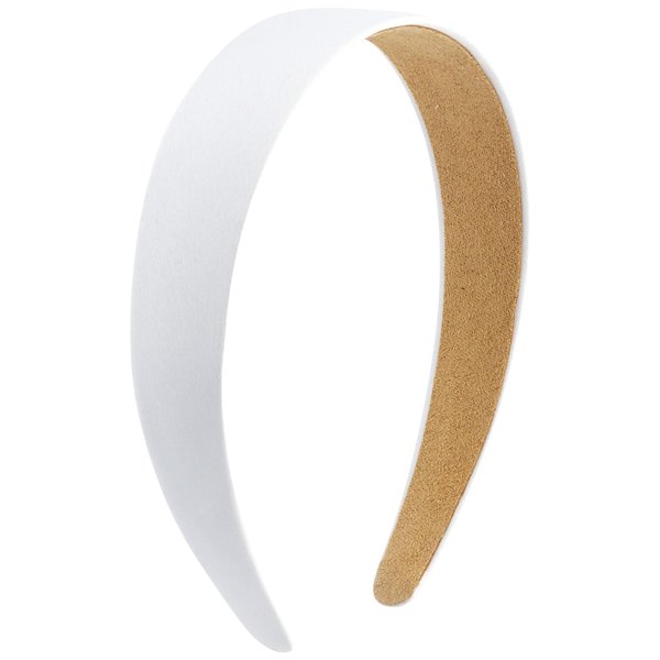 SuPoo Satin Headbands White Silk Headbands for Women Girls 1.1 inch Hard Head Band Non Slip DIY Hair Band Hoop Trendy y2k Hair Accessories Diademas Para Mujer Simple Solid Hairbands 70s Accessories
