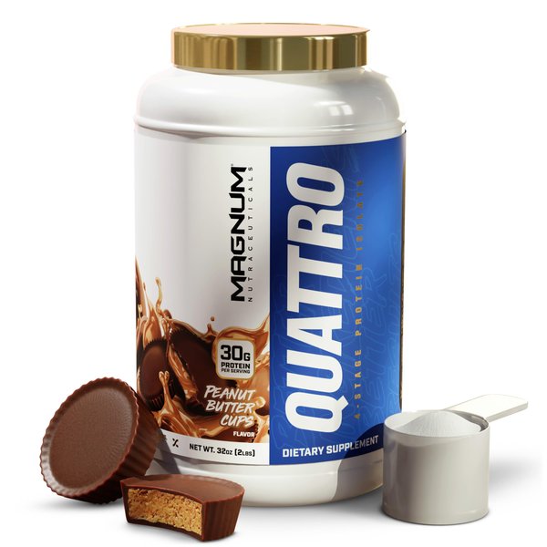 Magnum Nutraceuticals Quattro -, Peanut Butter Cups, 2LB - May Support Muscle Growth & Recovery