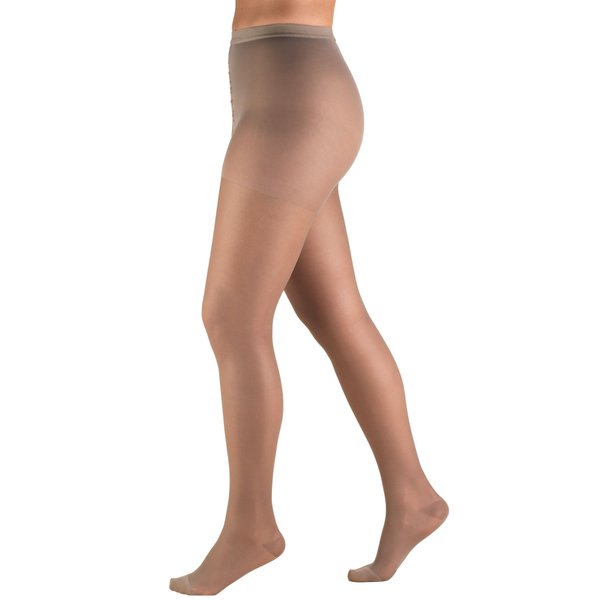 Truform 15-20 mmHg Compression Pantyhose, Sheer 20 Denier Women's Shaping Tights, Taupe, Queen