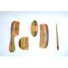 Pure Hands Radiant Rainbow - Handmade Organic Neem Wood Hair Combs Bun Stick & Hair Clip Gift-set With Vibrant Multicoloured Wood Art
