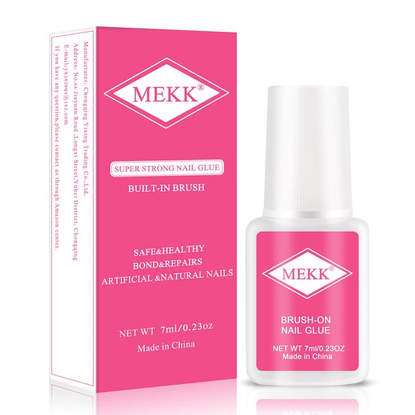 MEKK Brush on Nail Glue Nail Glue for Press on Nails Professional Nail Glue for Acrylic Nails Super Strong Nail Tip Glue Long Lasting Nail Glue Nail Bond False Nail Adhesive Glue,7ml/0.23OZ