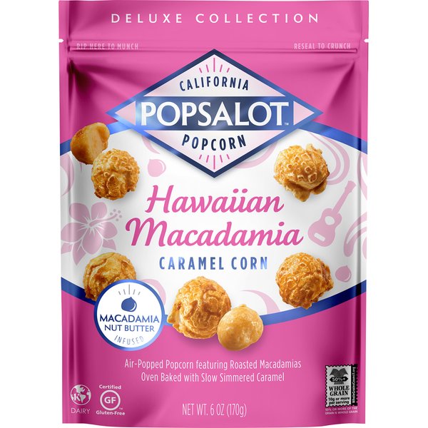 Popsalot Gourmet Popcorn Deluxe Collection, Hawaiian Macadamia Caramel Corn, 6.0 Ounce