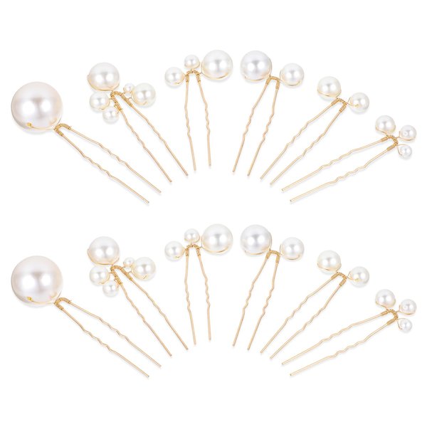 12 Pcs Pearl Hair Pins Bridal Hair Pins U Shaped Pearl Hair Clips Pearl Hair Accessories Hair Pearls Decorative Hair Pins Pearl Bobby Pins for Brides Bridesmaid Women Girls