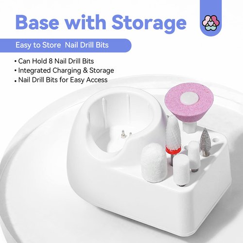 SAVILAND Electric Nail File: 2024 Flawless White Nail Drill PRO&Portable with12 Basic Nail Drill Bits| Nail Art Faster Removal，Light Weight &Friendy Nail Supplies&Exquisite Lover Gifts