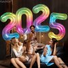 KatchOn, Giant Rainbow 2025 Balloons Numbers - 42 Inch, New Years Balloons | 2025 Neon Balloons for Neon New Years Eve Party Supplies 2025 | Foil 2025 Rainbow Balloon, Happy New Years Decorations 2025