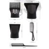 5PCS Black Stylish Professional Plastic Hair Dryer Nozzle Replacement Set Portable Blow Flat Nozzle Brush Attachments Hairdressing Styling Tool For Barber Salon