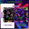 Neon Birthday Party Decorations Neon Happy 13th Birthday Banner Backdrop Glow in The Dark Party Decorations with UV Black Light Reactive for Let Glow Neon Birthday Blacklight Halloween Party Supplies