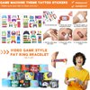 RoundFunny 212 Pcs Video Game Party Favors Birthday Supplies for Kids Rings Finger Lights Badge Keychain Bracelet Sticker Tattoo Stamper Bag Wristband for Kids Gamer Party Bag Rewards Gift