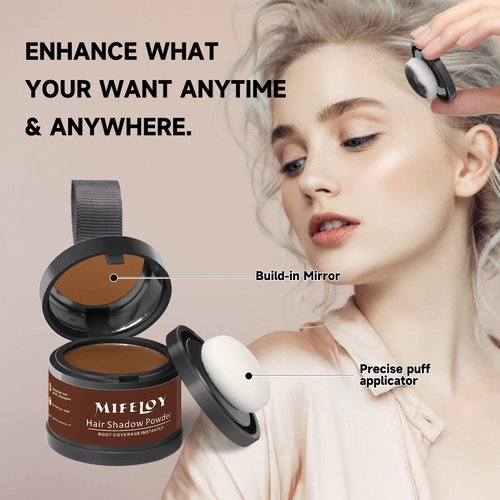 Mifeloy 2 Pack Root Coverage Powder for Thinning Grays Hairline, Medium Brown - Quick Accurate Hair Root Touch-Up, Instantly Conceals Hair Loss, Travel Friendly