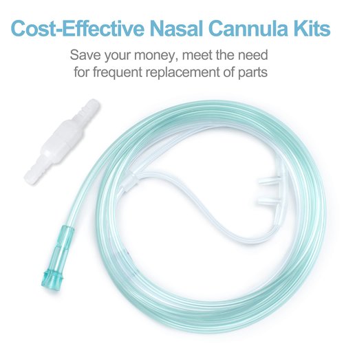 10PCS Adult Soft Nasal Cannula, 7 FT Nasal Tubing for Oxygen, Included 5PCS Nasal Cannula Oxygen Tubing and 5PCS Tubing Connectors - Standard Connector