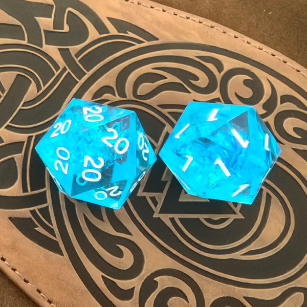 Meokkaebi Roll of Fate D20 Dice Set – All Natural 20 or All Natural 1 – Perfect for D&D Players Seeking Epic Wins or Failures (Blue)
